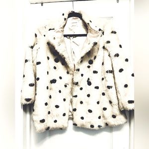 Crewcuts girls white with black polka dots coat size 8